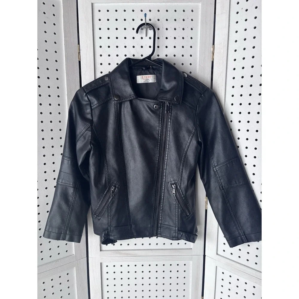 Youth LJYH Black‎ Faux Leather Biker Motorcycle Jacket Kids 9-10Y Boys Girls